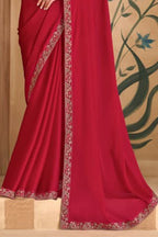 Red Georgette Saree with Designer Red Banglori Work Blouse