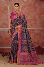 Purple Banaras Silk Saree with Pure Kachhi Work & Diamond & Mirror Heavy Work