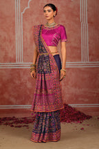 Purple Banaras Silk Saree with Pure Kachhi Work & Diamond & Mirror Heavy Work