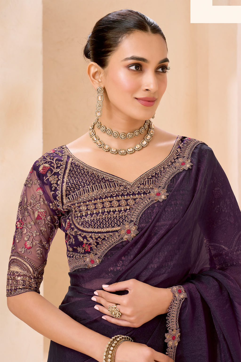Navy Blue Silk Saree Designer Embroidered Border Party Wear Saree
