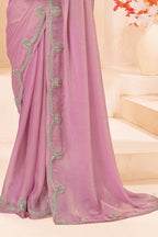 Pastel Pink Designer Saree with Silver Embroidered Blouse
