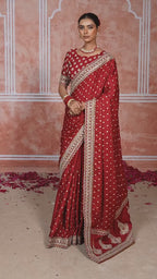 Maroon Silk Classic Sari with Sequins and Zari Work